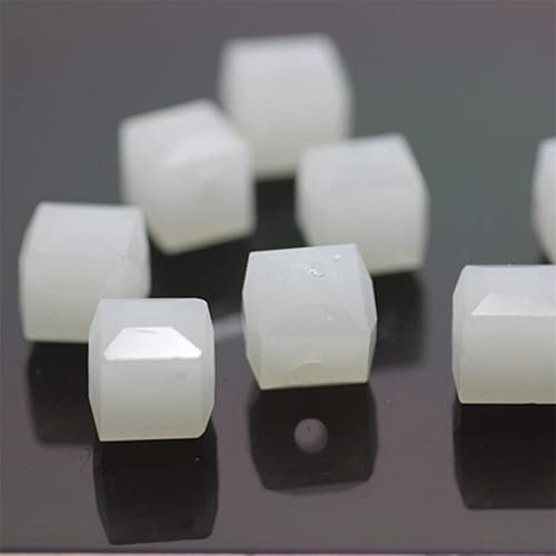 Glasperlen für Schmuckherstellung, facettierte, quadratische Form, Kristall-Abstandshalter, Sortiment für Armband, Halskette, DIY lose Perlen, 190 Stück, 8 mm, massives Weiß