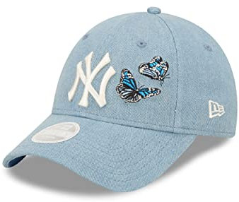 New Era Baseball Fanartikel für Frauen New York Yankees Blau mit Schmetterling 9Forty Damen Kappe verstellbar - One-Size