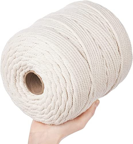 Makramee Garn 4mm x 300m Baumwollschnur Boho Deko 100% Baumwolle Natürliche Baumwollgarn Baumwollkordel für DIY Handwerk wie Makramee Wandbehang,Wandteppichen