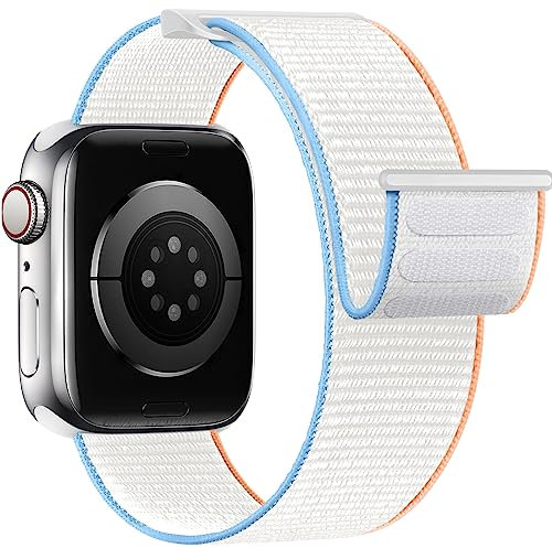 Yoohoo Nylon Straps Compatible with Apple Watch Straps 38mm 40mm 41mm 42mm(Series 10) Women Men,Upgraded Soft Nylon Strap Replacement Watch Bands for iWatch Series 10 9 8 7 6 5 4 3 2 1 SE/Milky white