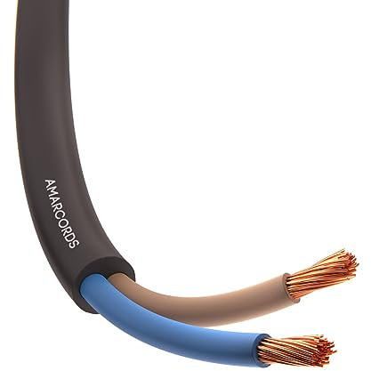 Amarcords - Cavo elettrico bipolare sezione 2x0,75mm colore NERO. Cavo di alimentazione tondo tipo H05VV-F, 5 metri