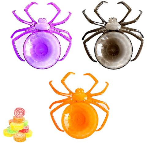 EBbels Halloween Spinnennetz Süßigkeiten Korb, Kunststoff Obst Schüssel Spinne Süßigkeiten Korb, Snack Teller Tablett, Dessert-Tablett Halloween-Party-Deko Essen Servieren Schale (3 Stück)