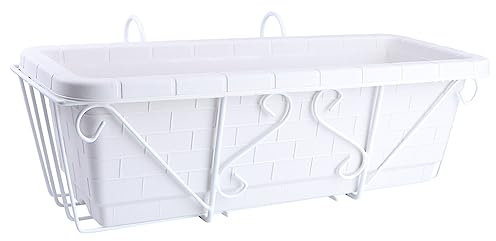 VAKUUM Eisen Boxen Outdoor Regal Korb 1 Set Zaun Blumentopf Metalleimer Blumentöpfe Zaun Eimer Kunststoff für Gartenzaun Rasen Weiß Fensterkasten Kunststoff Kleiderbügel Pflanzgefäß/224