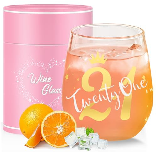 Yalucky 21st Birthday Gifts for Her Keepsake Personalised Wine Glass Gifts for Women Best Friend Bestie Girls Daughter 21st Anniversary Present for Her Ideas 21st Birthday Decorations