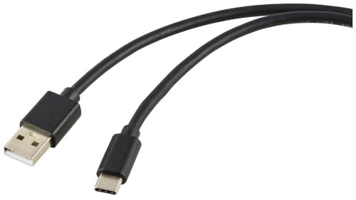 Renkforce USB-Ladekabel USB 2.0 USB-A Stecker, USB-C® Stecker 1.80 m Schwarz PVC-Mantel RF-5771532