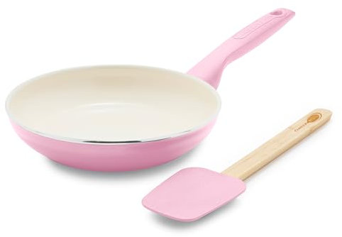 GreenPan Rio Healthy Lot de 20 poêles à frire antiadhésives en céramique et spatule en silicone avec poignée douce sans PFAS, passe au lave-vaisselle, passe au lave-vaisselle