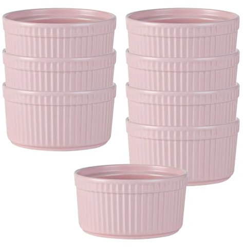 TYMYYS Ramequin, 230ml, Ramequin Creme Brulee, Moule A Soufflé, Moule A Fromage-rose-Ensemble de 8, FK2BCC22223F2F2