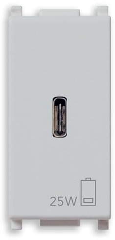 Vimar 14292.C.25.SL Plana 25W USB Netzteil für elektronische Geräte, USB C Ausgang, Power Delivery Technologie