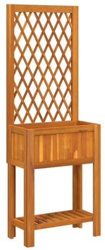 vidaXL Fioriera con Traliccio e Ripiano 55x29,5x152 cm in Legno Acacia, fioriera con traliccio, fioriera da esterno, fioriera da balcone