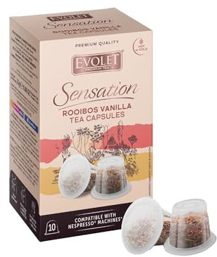 EVOLET - Cápsulas Premium de Té Rooibos Vainilla - Compatibles con Nespresso - 10 Cápsulas - Propiedades Isotónicas - Infusiona en Frío y Caliente