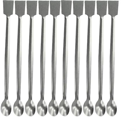 URPIZY Spatola da laboratorio, spatola da laboratorio in acciaio inox, 200 mm, a doppia estremità, strumenti per campionamento di polveri da laboratorio, kit di dissezione (10 pezzi)