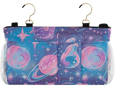 miaozhen Nachttisch-Organizer mit Sternen, Pastell-Galaxie-Muster, Aufbewahrungstasche für Etagen- und Krankenhausbetten, Schlafsäle, Bettgitter