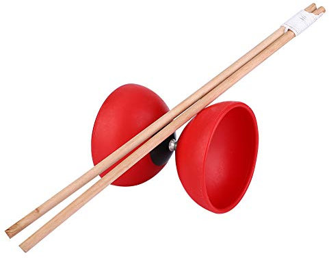 GRCFUMO Chinesisches Yoyo-Diabolo-Lager, chinesisches Yoyo-Diabolo-Spielzeug, farbige Diablolo-Sticks Diabolo für Anfänger und Fortgeschrittene (Red)