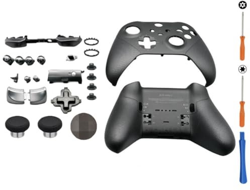 Hzxkqmil Replacement Shell Front Back Housing Case Kit for Xbox Elite Controller Series 2, Included D-pad Joysticks LB RB Bumper Triggers Button ABXY Buttons Accessories (Black)