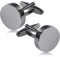 Ouligay Herren Manschettenknöpfe Schwarz Klassische Manchettenknoepfe Silber Cufflinks for Men Bräutigam Manschettenknöpfe für Hochzeit Tanzparty Business