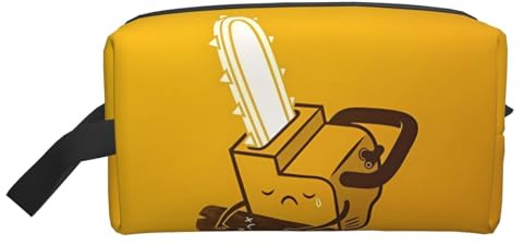 JaoXer Large Travel Cosmetic Bag – Reusable Cute Crying Chainsaw Print Dopp Kit for Toiletries, Portable Organizer for Men and Women, White, One Size