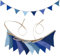 Wimpelkette Kinderzimmer, Blau GrauMusselin Baumwolle Stoff Wimpelkette 2.6m Musselinstoff Girlande für Kinderzimmer Girlande Kinderzimmer Deko zum Aufhängen für Hausbett, Babybett, Wanddeko