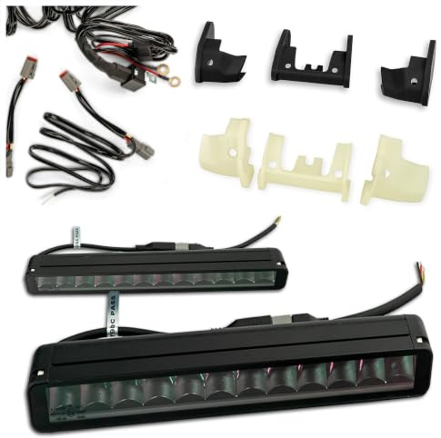CHROMEMASTER | LED-Lampen im Fahrzeuggrill Kompatibel mit Ford Transit Custom 2023+ ; 2X LED BAR Tagfahrlicht Black Series 14,5, IP67 IP69K, DT4-Stecker, E-Zulassung, 12-24V; 3 Leuchtmodi
