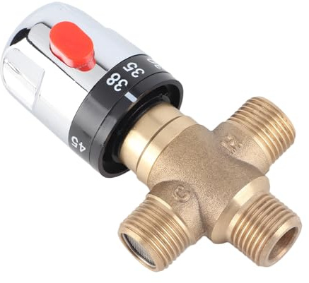Thermostatic Mixing Valve, 1/2 Brass, 38-42°C Temperature Control Valve | Temperature control, anti-scald, for Shower System, safety lock