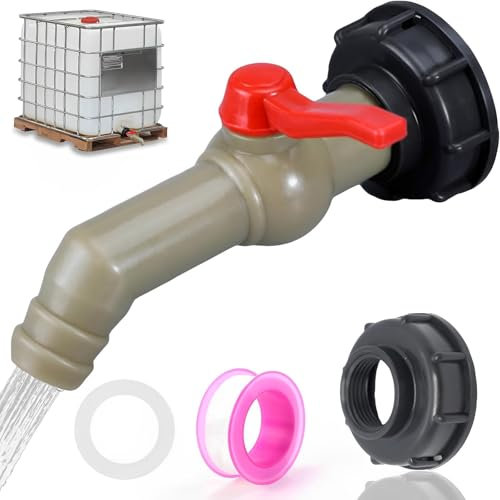 IBC Auslaufhahn Und Ibc Tank Kugelhahn, 1 Zoll Auslaufhahn Mit Ibc Kugelauslaufhahn S60x6, IBC Tank Zubehör, IBC Container Zubehör, Wassertank Hahn Für IBC-Regenwassertank (Dn40 / 50)﻿