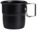 Taza de aluminio de 300 ml que acampa, taza de café ligera al aire libre con mango plegable para senderismo mochilero camping (negro)