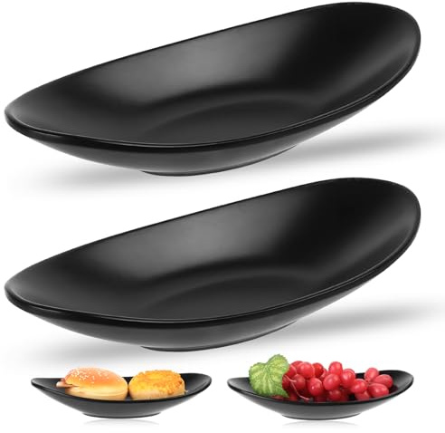 bayidun 2 Stk ovale schwarze Dekoschalen 21x11 cm für Schlüssel & Schmuck | Praktisches Tablett zur Aufbewahrung von Schlüsseln, Münzen und Schmuck