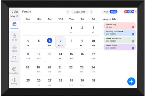 Luqeeg 10.1 Zoll Intelligenter Digitaler Kalenderplaner, HD-Touchscreen-Display Bilderrahmen Digitaler Kalender mit Wand- Und Schreibtischmontage für Familienessenspläne Büropläne
