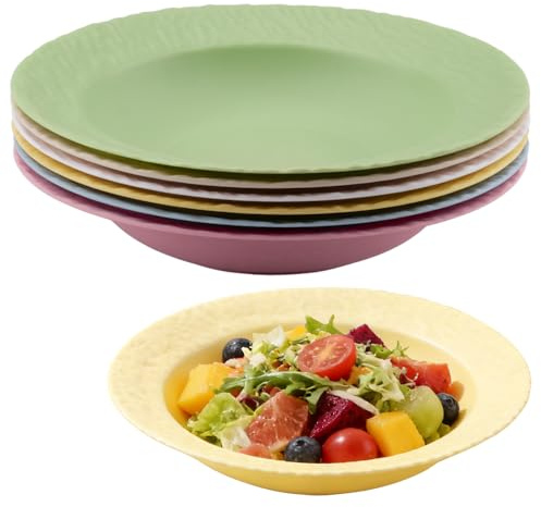 duisoad 6 Piezas Platos Hondos 19,8 cm Platos para Pasta Platos de Pasta para Pasta, Ensaladas, Sopas, Apto para Lavavajillas y Reutilizable