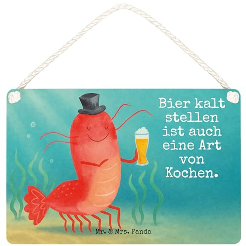 Mr. & Mrs. Panda Schild Hummer Weizen Design DIN A6 - Geschenk, Kneipe, Kochen, holzbild, Garnelen, Türschild, Holzschild, Meer, wandtafel, Wirtschaft, Wandbild Holz, Gasthaus, Bier