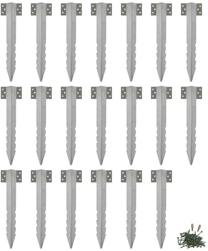 Harbour Housewares Supports de Traverses de Chemin de Fer en Acier Galvanisé avec Fixations - 40cm - Argent - 20x Robuste Métal Jardin Piquets au Sol pour Le Bois Bordure, Lit Surélevé, Terrasse