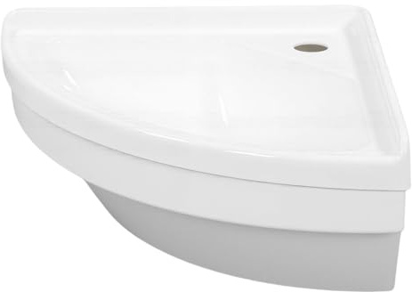 Ausla Lavandino da Bagno Ad Angolo da 15 Pollici Lavabo Ad Angolo in Acrilico per a Forma di Ventaglio per Montaggio a Parete con Scarico da 40 Mm e Apertura da 30 Mm per Lavabo da Cucina per Barche