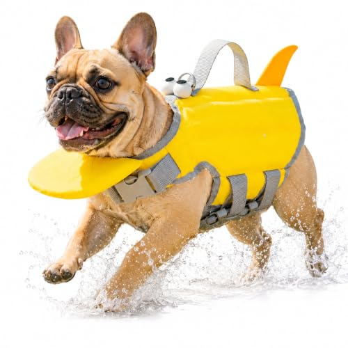 Schwimmweste Hund mit kopfstütze, Hundeschwimmweste，S | Verstellbare Auftriebshilfe mit Griff Haustier Sicherheitsweste für Kleine und Mittlere Hunde für Pool Strand und Boot