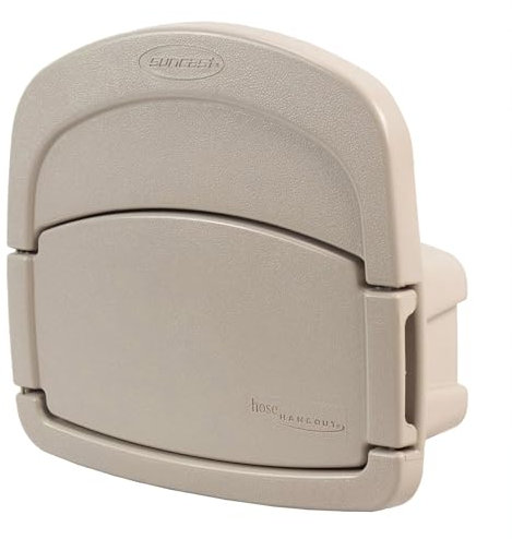 Suncast CPLDHH15000 Deluxe Garden Hangout con Capacidad de 150 pies y Compartimento de Almacenamiento Cerrado, Colgador de Manguera DHH150, sin tamaño, Gris Pardo Claro