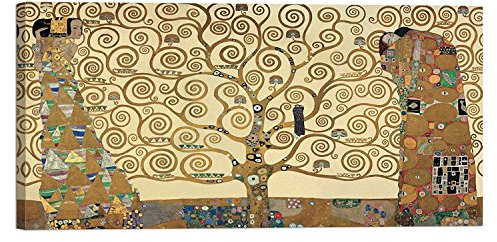 LuxHomeDecor L'Albero della Vita Gustav Klimt 100x50 cm Quadro Stampa su Tela con Telaio in Legno