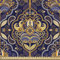 ABAKUHAUS asiatisch Gewebe als Meterware, Orientalisches arabisches Muster, Schön Gewebten Stoff für Polster und Wohnaccessoires, 1M (148x100cm), Lila Gelb