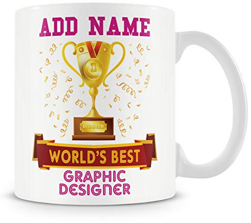 Graphic Designer Mug - Worlds Best Mug Gift - Customise with Name - Pink