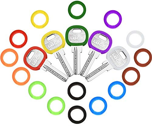 20 Stück Schlüssel Kappen Abdeckungen Tags Flexibel Schlüsselabdeckungen Kunststoff Schlüssel identifikationsringe zur Einfachen Identifizierung von Schlüsseln, 10 Farben (Runde Tastenkappen)