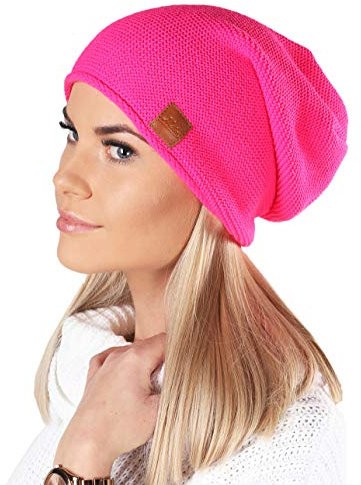 Mikos*Mütze Damen Beanie Frühling Strickmützen für Damen Chemo Damenmütze in Vielen Farben Stilvolle und Bequeme Kopfbedeckung und Sommer Long Slouch Beanie mit hohem Tragecomfort (699) (Neon Rosa)