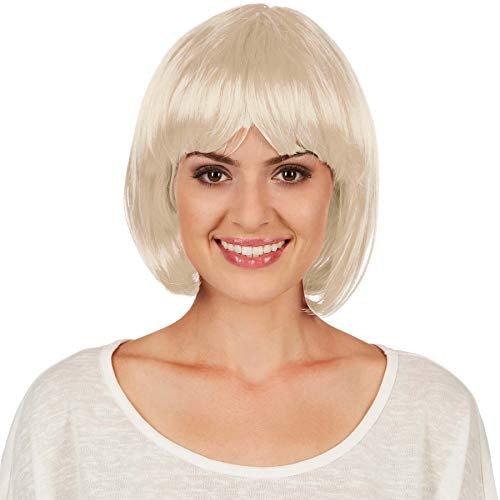 dressforfun Bob Perücke | Toller Haarschnitt mit Pony | Mit vielen Kostümen kombinierbar - diverse Farben (Blond | Nr. 303648)