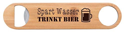 Flaschenöffner aus Edelstahl und Bambus Spart Wasser, trinkt Bier