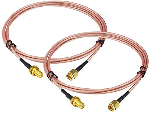 Kaunosta SMA Cable 4G Antenna Extension Cable SMA Male to SMA Female RF Cable Low Loss RG316 3ft 1 Metre for DAB Car Aerial, WiFi FPV Antenna GSM,4G LTE Antenna Router,Homematic Pigtail Lead 2Pcs