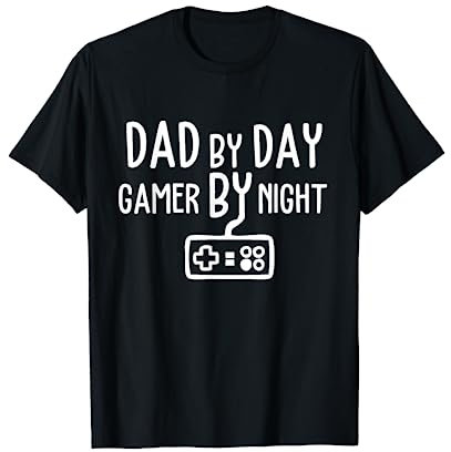 Gamer Dad Dad By Day Gamer By Night Funny Gaming Dad T-Shirt