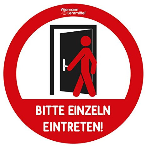 „Bitte einzeln eintreten“-Aufkleber-Set, Hinweisschild, Ø 30 cm | Wiemann Lehrmittel (Türaufkleber)