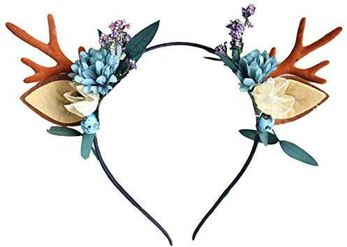 FSSTUD Weihnachten Elch Geweih Stirnband Haarband Haarreif Blumen Haarschmuck Kopfschmuck für Damen Mädchen