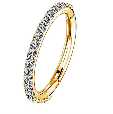 OUFER Body Piercing Helix Hoop Earring Piercing Ring 16G Rostfreier Stahl Knorpel Ohrringe Fünf Petal Clear CZ Blume Tragus Helix Earrings Knorpel Ohrstecker gold/18G/6mm