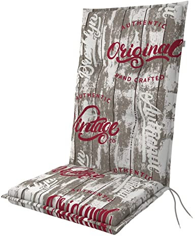 Doppler Auflage Hochlehner Living Vintage Design I Gartenstuhl-Polster 119x48x6cm aus Baumwolle & Polyester I Sitzauflage weich & bequem I Sitzkissen zum Festbinden an Gartenstuhl