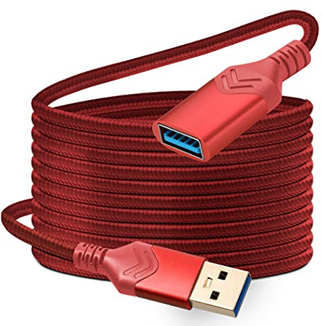 ROFICORD Câble d'extension USB 3.0, câble d'extension haute vitesse de 4,5m USB A mâle vers femelle pour Playstation/Xbox/lecteur flash/lecteur de carte/disque dur/clavier/imprimante/scanner (Rouge)