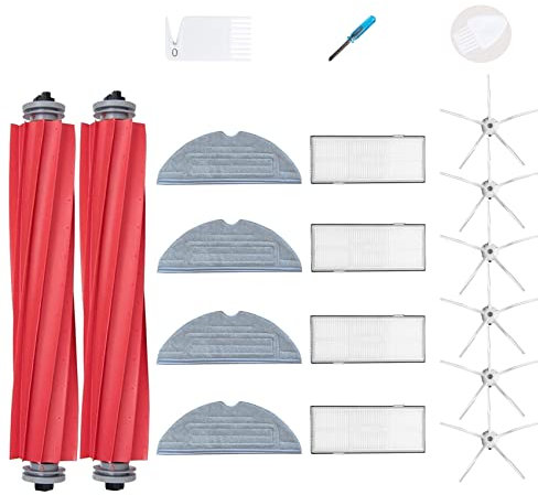 Loveco Zubehör Ersatzteile Kompatibel für Roborock S7 S7 Plus S7 MaxV S7 MaxV Ultra S7 Pro Ultra Staubsauger,2 Hauptbürste, 4 Filter,6 Seitenbürsten,4 Mopptüchern, 1 Bürstenreinigungswerkzeug