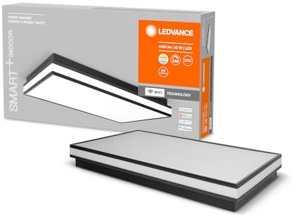 LEDVANCE ORBIS MAGNET SMART+ Wi-Fi 60x30cm, dimmbare LED Deckenleuchte für den Innenbereich, 42W, Farbtemperatur 3000 - 6500K, 4200 Lumen, Design-Lampe mit innovativem Magnetrahmen, schwarz