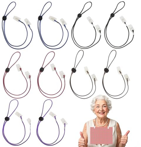 Serviettenkette mit Clip, 10 Stück Verstellbare Servietten Clips Serviettenhalter für Senioren Erwachsene Kinder (65cm / 25in)